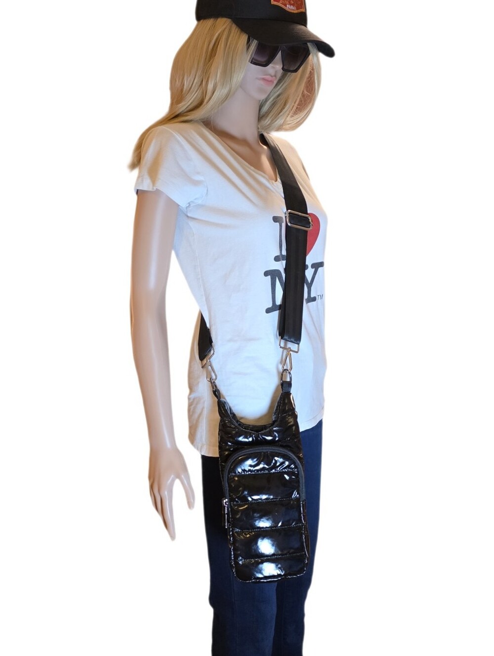 WanderFull Black Glossy HydroBag Crossbody Water Bottle Sling Purse EUC